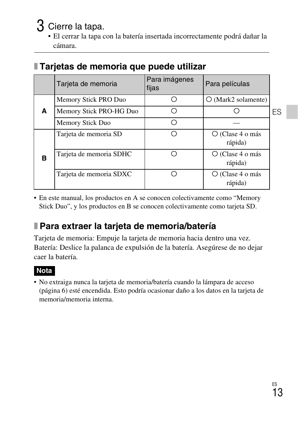 Cierre la tapa | Sony CYBER-SHOT DSC-HX9 User Manual | Page 43 / 64