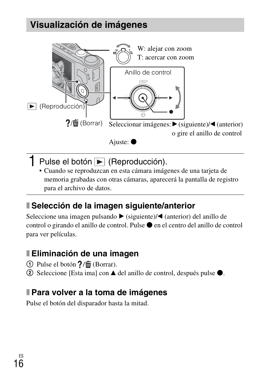 Visualización de imágenes | Sony CYBER-SHOT DSC-HX9 User Manual | Page 46 / 64