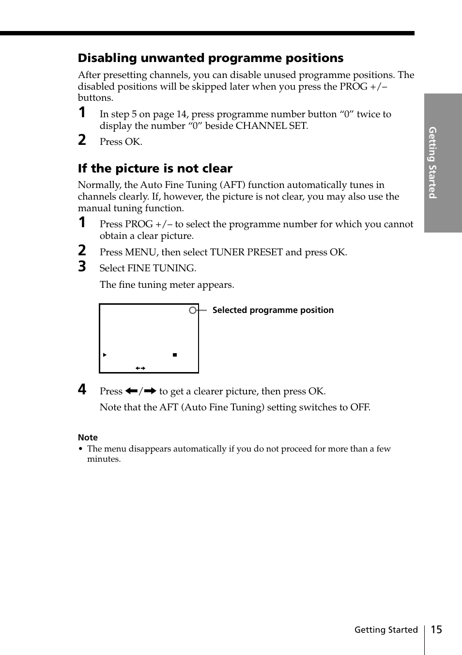 Disabling unwanted programme positions, If the picture is not clear | Sony SLV-ED25PS/TH User Manual | Page 15 / 53
