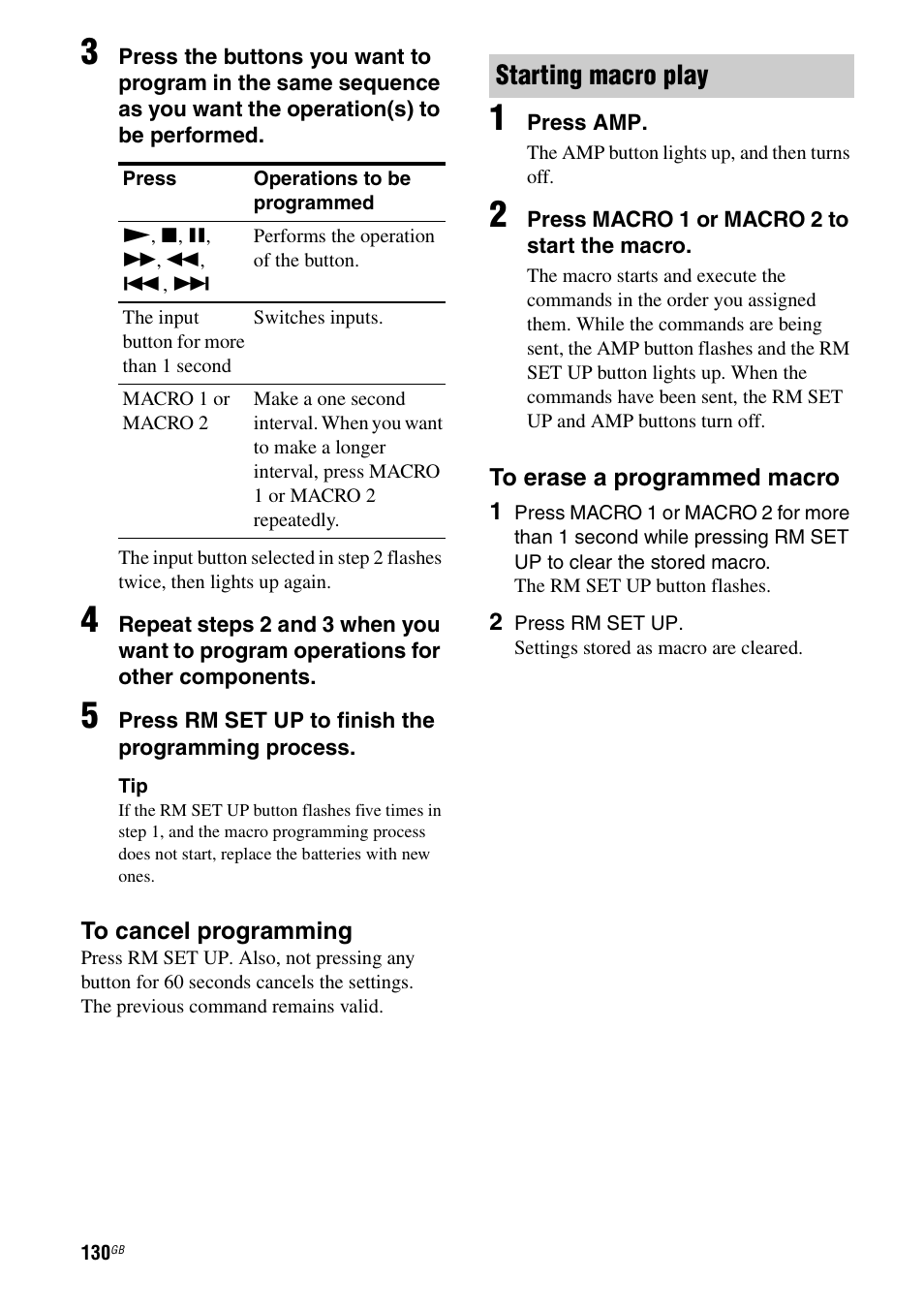 Starting macro play | Sony 3-875-814-21(1) User Manual | Page 130 / 162