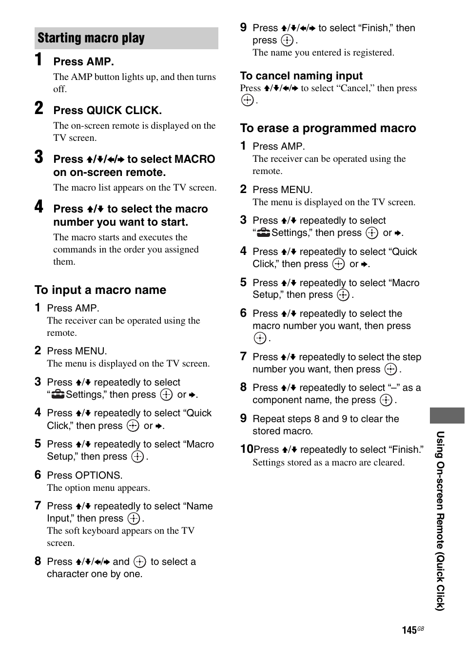 Starting macro play | Sony 3-875-814-21(1) User Manual | Page 145 / 162