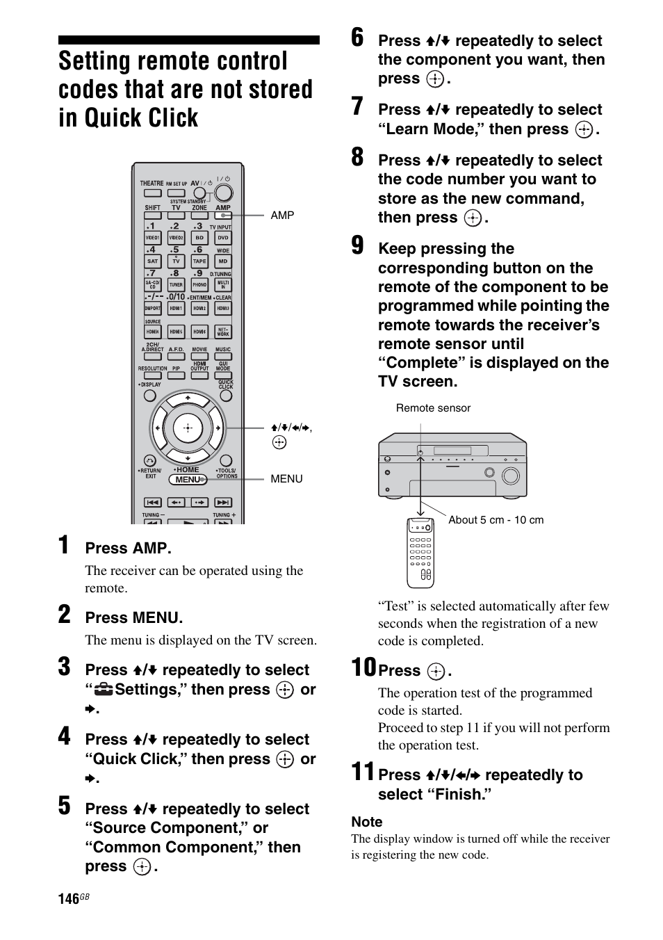 Setting remote control codes that are not, Stored in quick click | Sony 3-875-814-21(1) User Manual | Page 146 / 162