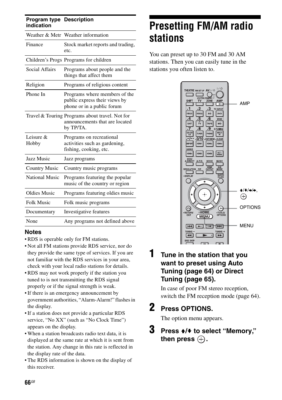 Presetting fm/am radio stations | Sony 3-875-814-21(1) User Manual | Page 66 / 162