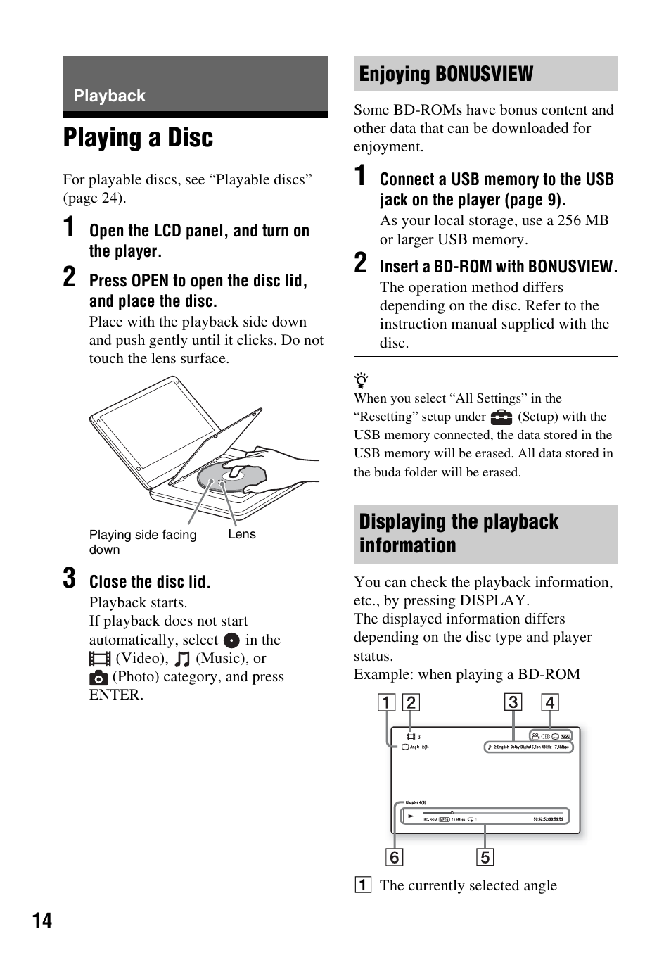 Playback, Playing a disc | Sony BDP-SX910 User Manual | Page 14 / 28