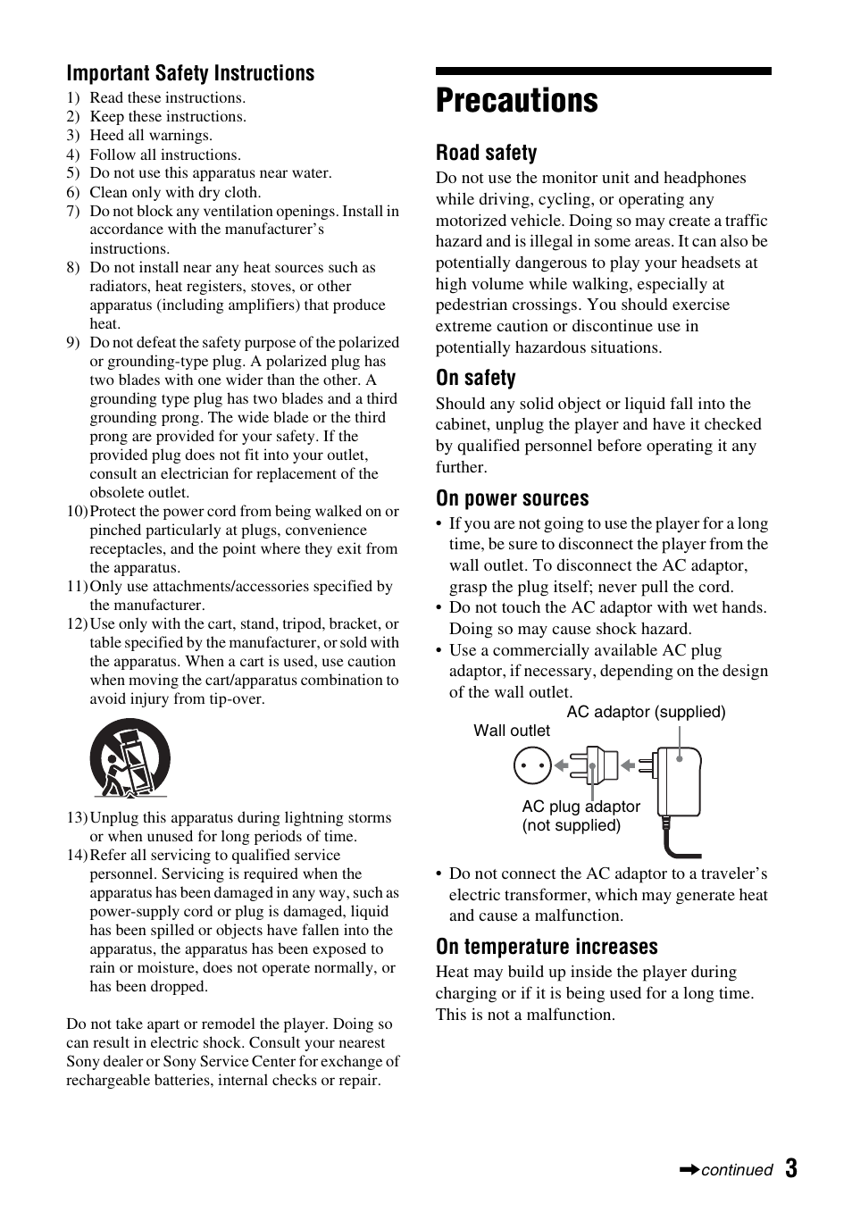 Precautions | Sony BDP-SX910 User Manual | Page 3 / 28