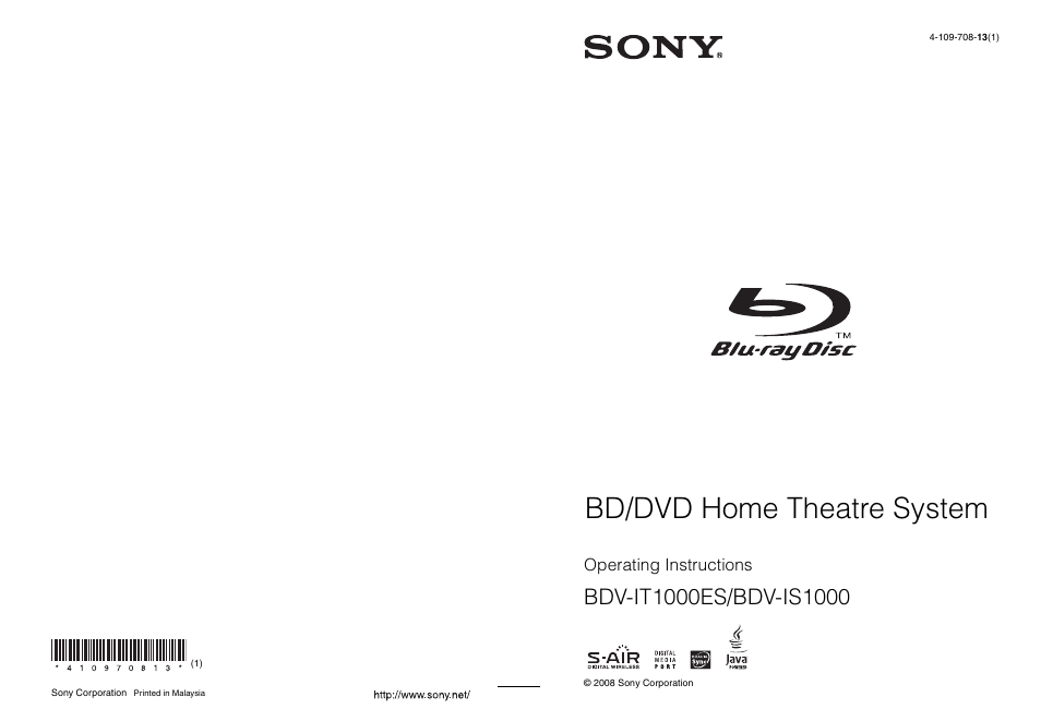 Sony BDV-IT1000ES User Manual | 155 pages