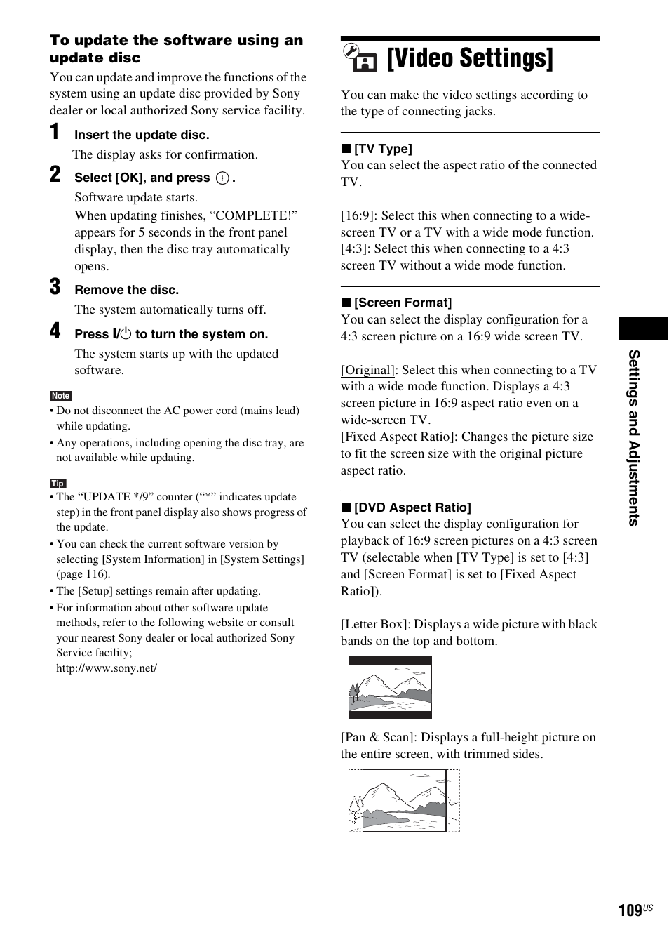 Video settings | Sony BDV-IT1000ES User Manual | Page 109 / 155