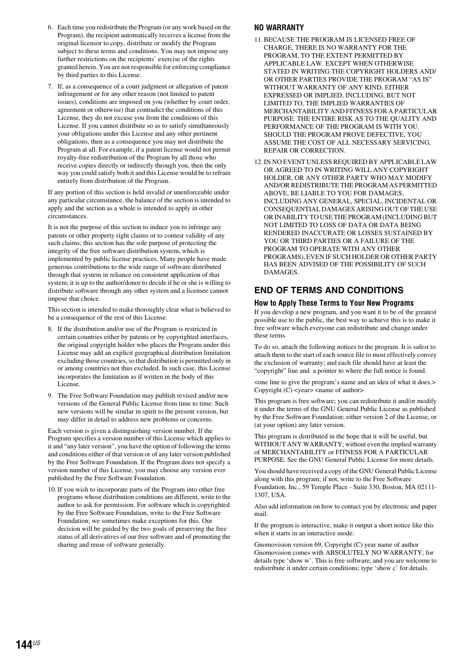 End of terms and conditions | Sony BDV-IT1000ES User Manual | Page 144 / 155