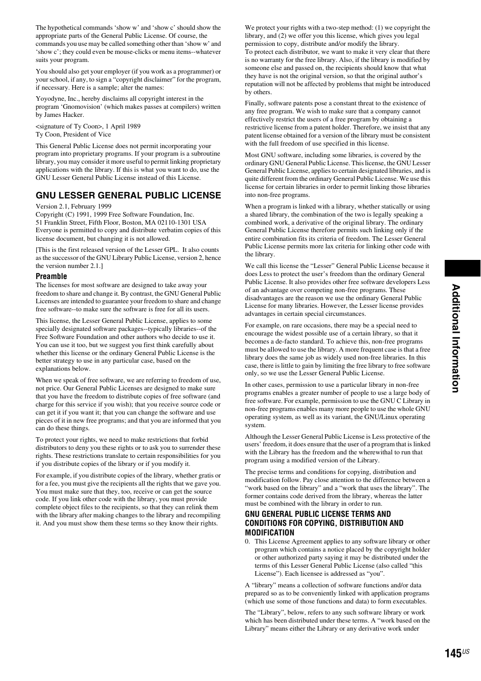 Ad ditio n al inf o rm at ion | Sony BDV-IT1000ES User Manual | Page 145 / 155