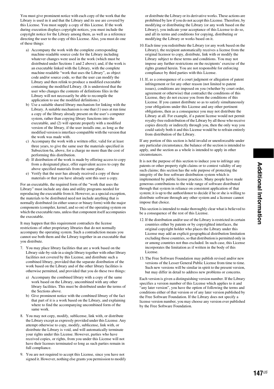Ad ditio n al inf o rm at ion | Sony BDV-IT1000ES User Manual | Page 147 / 155