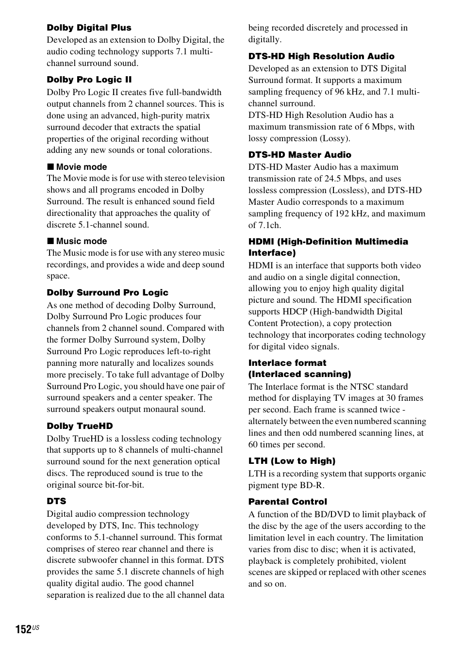 Sony BDV-IT1000ES User Manual | Page 152 / 155