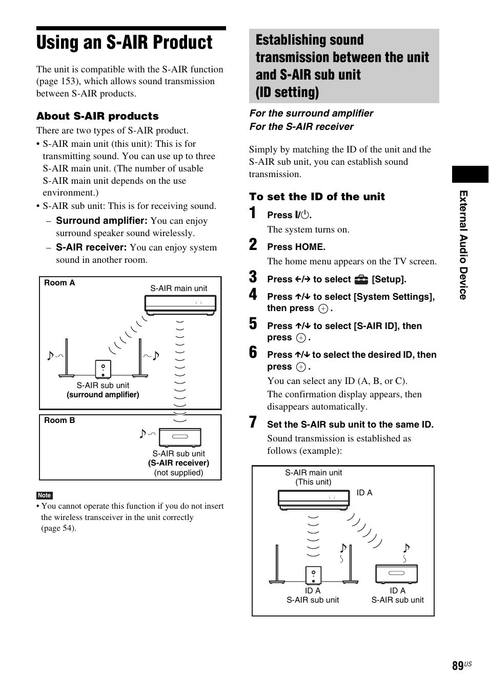 Using an s-air product | Sony BDV-IT1000ES User Manual | Page 89 / 155