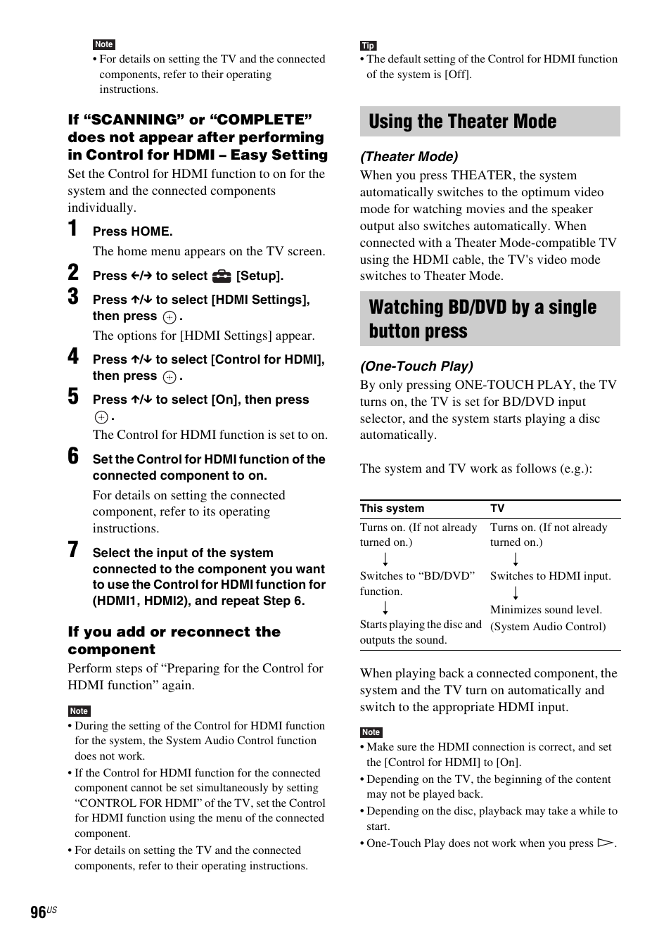 Using the theater mode, Watching bd/dvd by a single button press, R (96) | Sony BDV-IT1000ES User Manual | Page 96 / 155