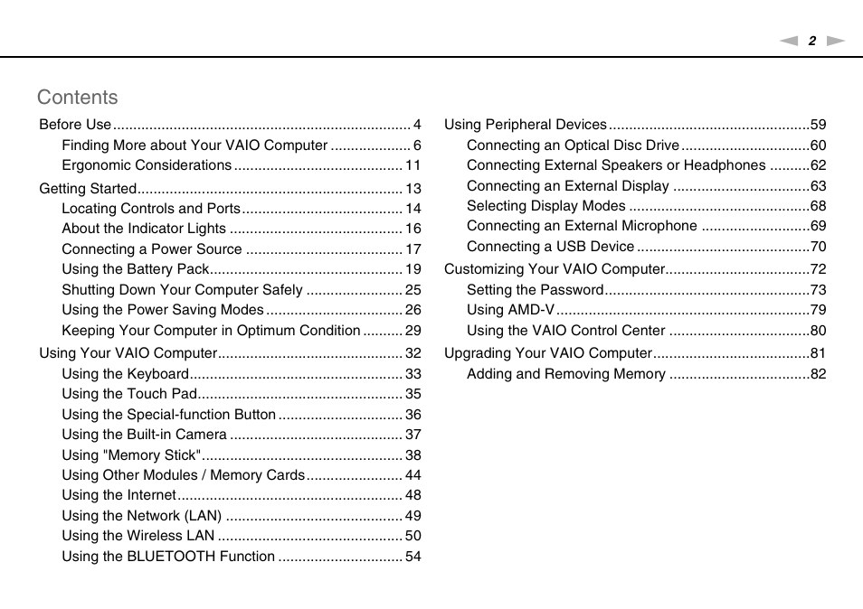 Sony VAIO VPCYB SERIES User Manual | Page 2 / 144