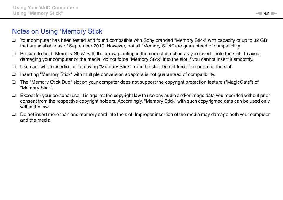 Sony VAIO VPCYB SERIES User Manual | Page 43 / 144