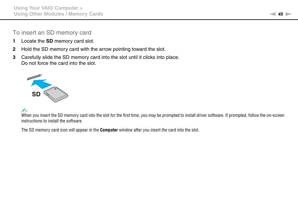 Sony VAIO VPCYB SERIES User Manual | Page 45 / 144