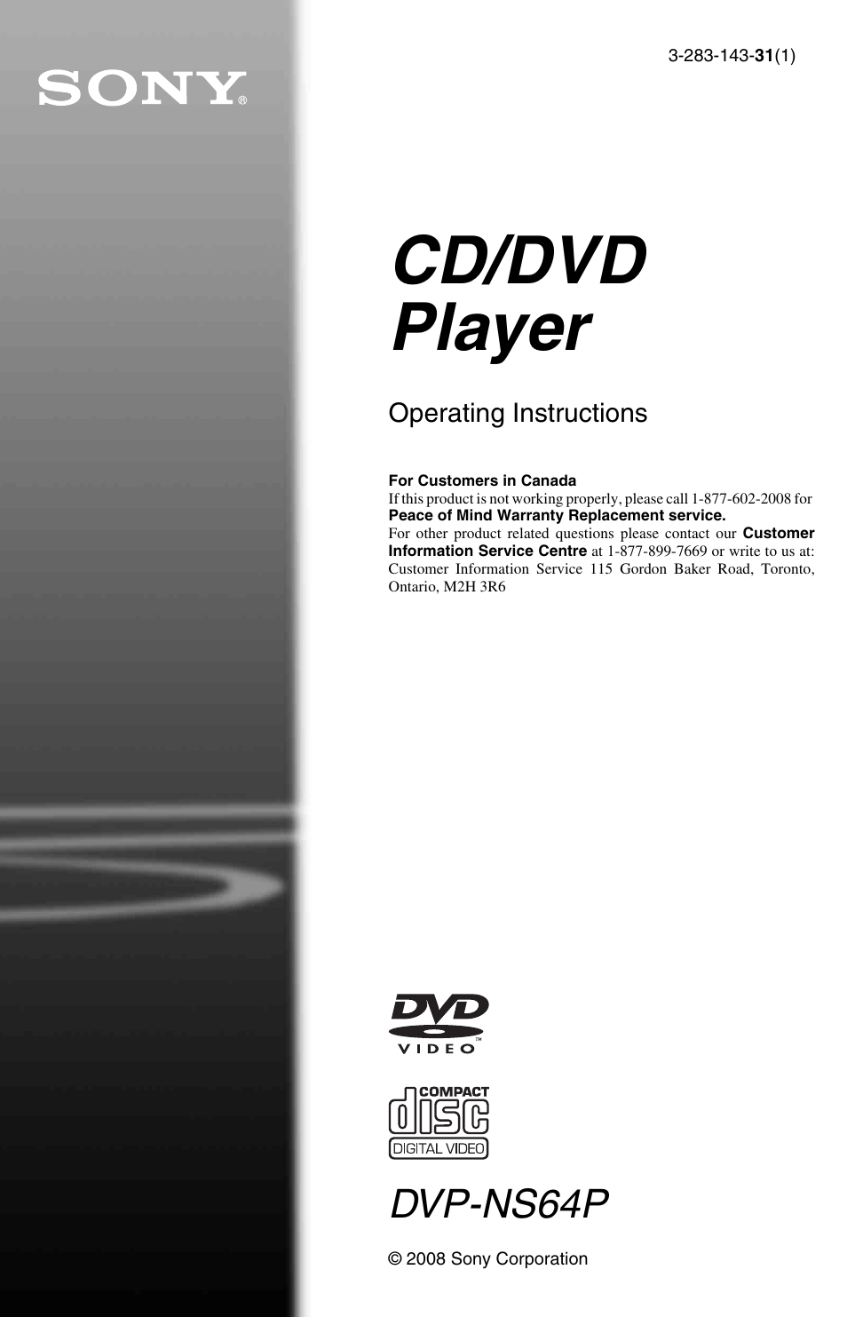 Sony DVP-NS64P User Manual | 64 pages