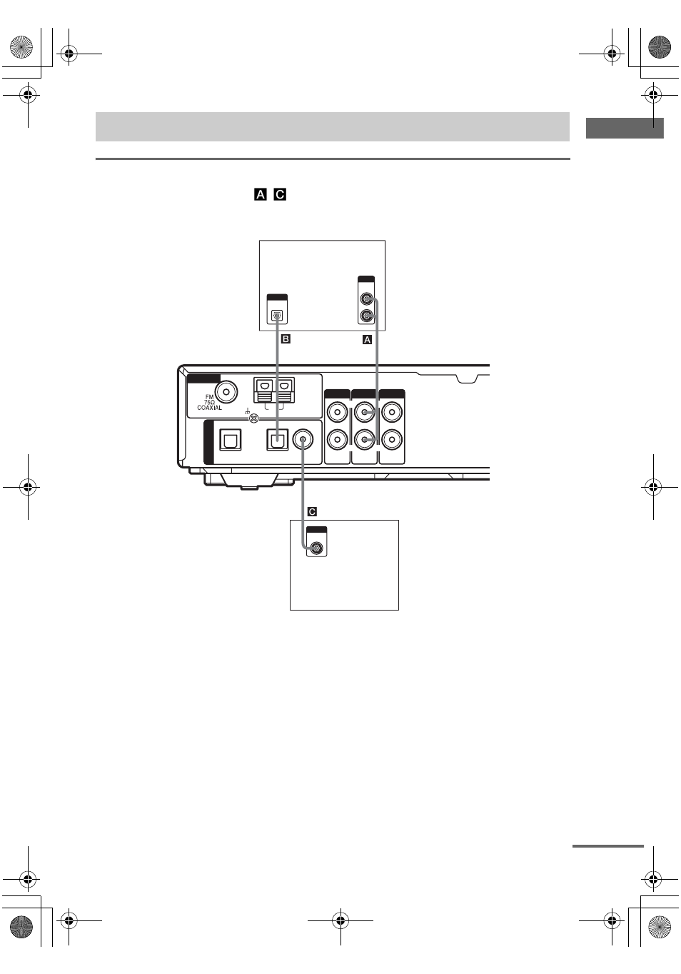 1a: connecting components with, Digital audio output jacks, Getting star ted | Connect the audio jacks, For details on the required cords ( a, C), see page 6, Continued | Sony HTD-710SS User Manual | Page 7 / 44