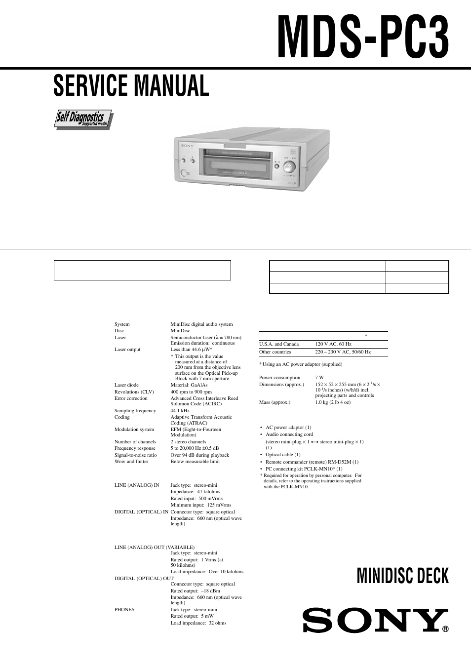 Sony MDS-PC3 User Manual | 62 pages