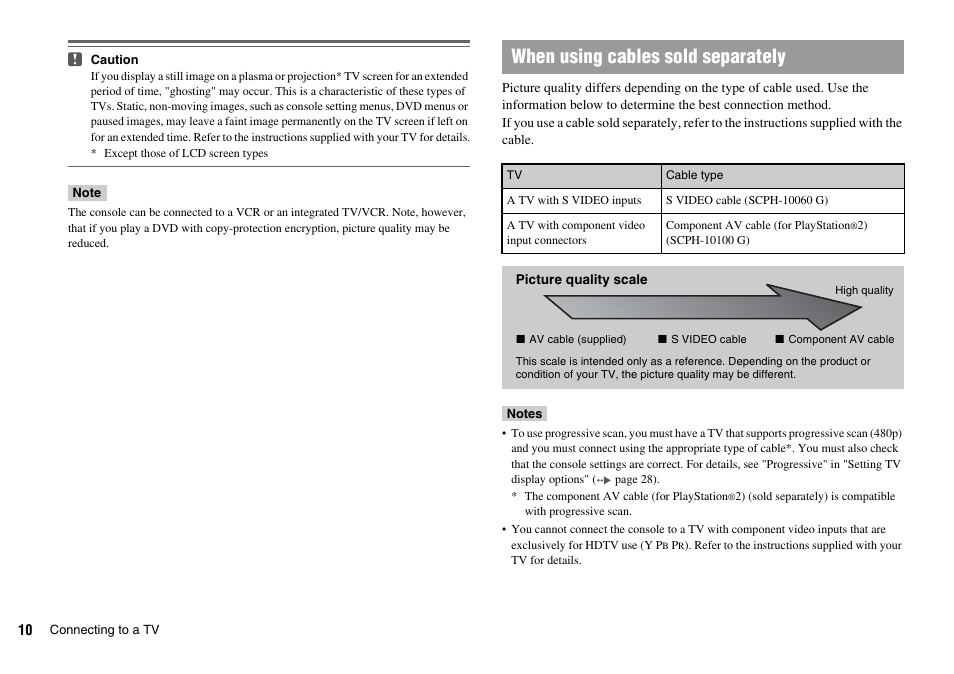 When using cables sold separately | Sony SCPH-75006 User Manual | Page 10 / 104