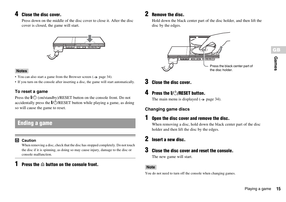 Ending a game | Sony SCPH-75006 User Manual | Page 15 / 104