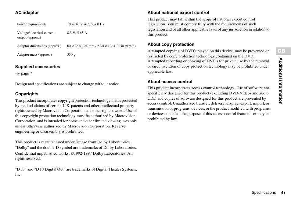 Sony SCPH-75006 User Manual | Page 47 / 104