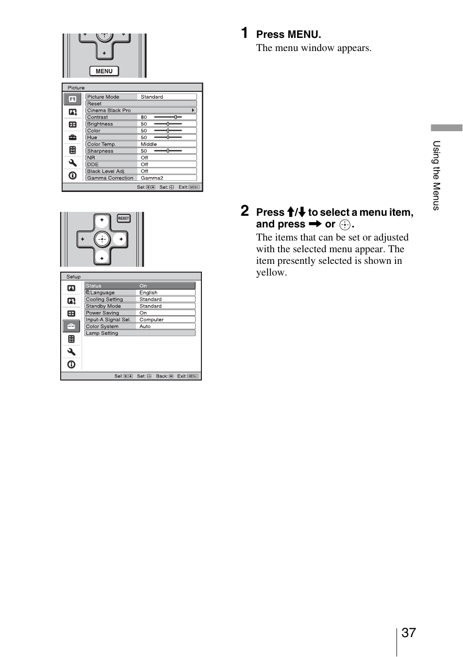 Sony VPL-AW10 User Manual | Page 37 / 76