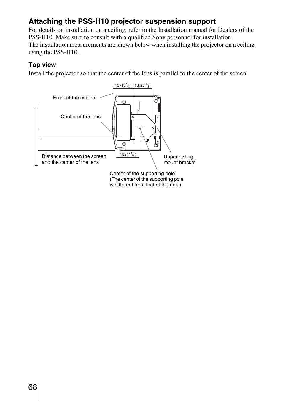 Attaching the pss-h10 projector suspension support | Sony VPL-AW10 User Manual | Page 68 / 76