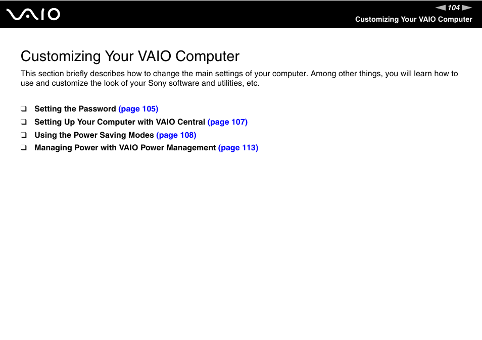 Customizing your vaio computer | Sony VGN-TX700 User Manual | Page 104 / 195