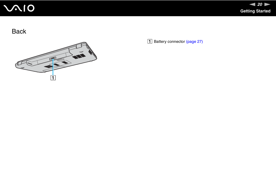 Back | Sony VGN-TX700 User Manual | Page 20 / 195