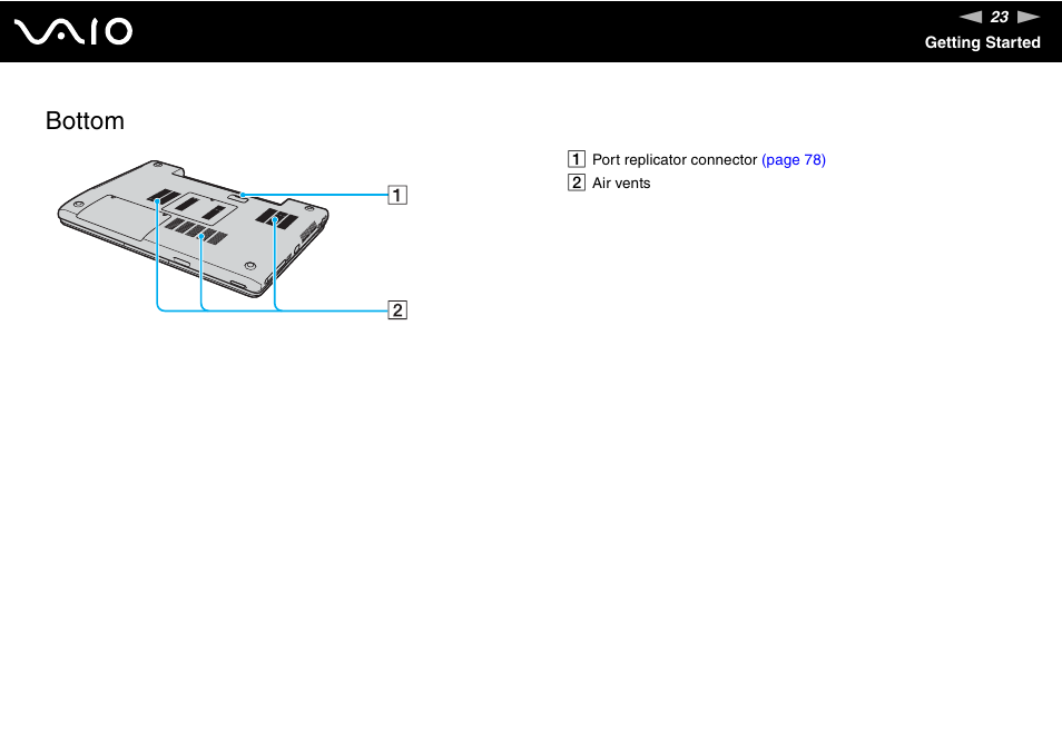 Bottom | Sony VGN-TX700 User Manual | Page 23 / 195