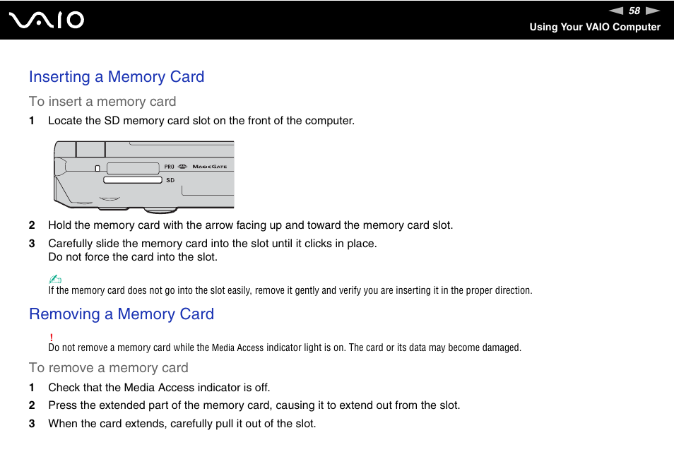 Sony VGN-TX700 User Manual | Page 58 / 195