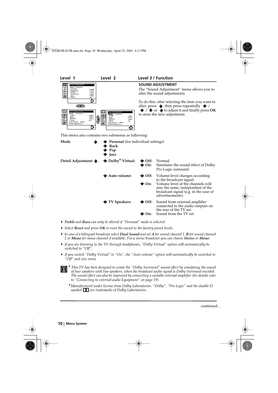Sony FD Trinitron KV-29LS35B User Manual | Page 10 / 23