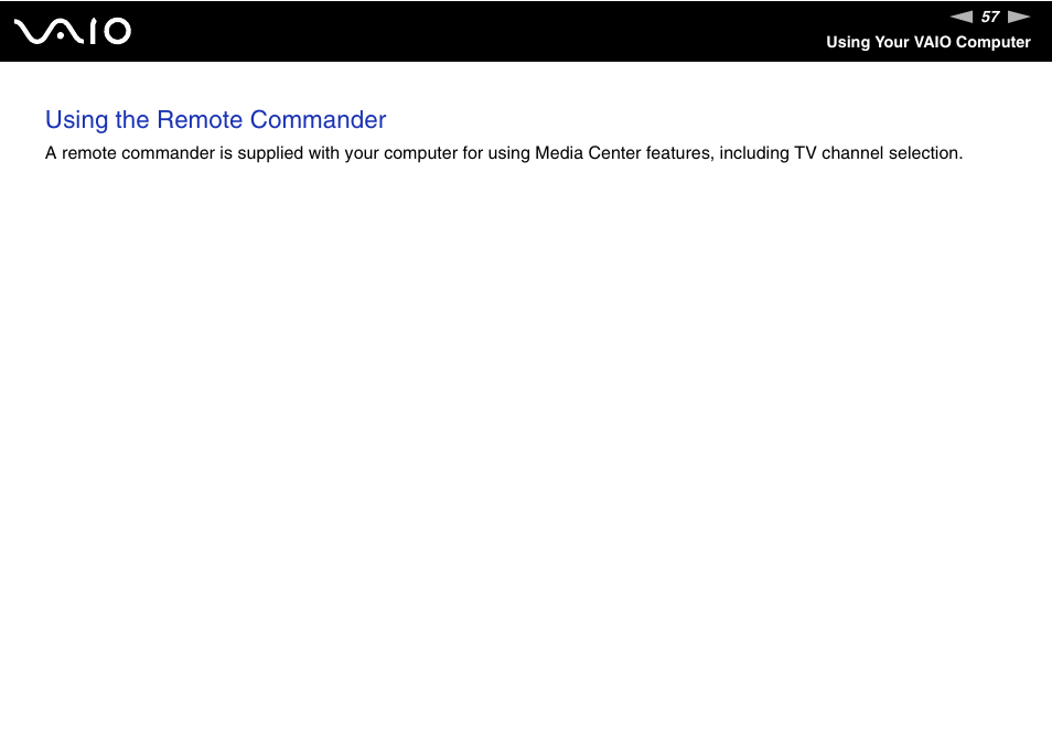 Using the remote commander | Sony VGC-LS30 User Manual | Page 57 / 171