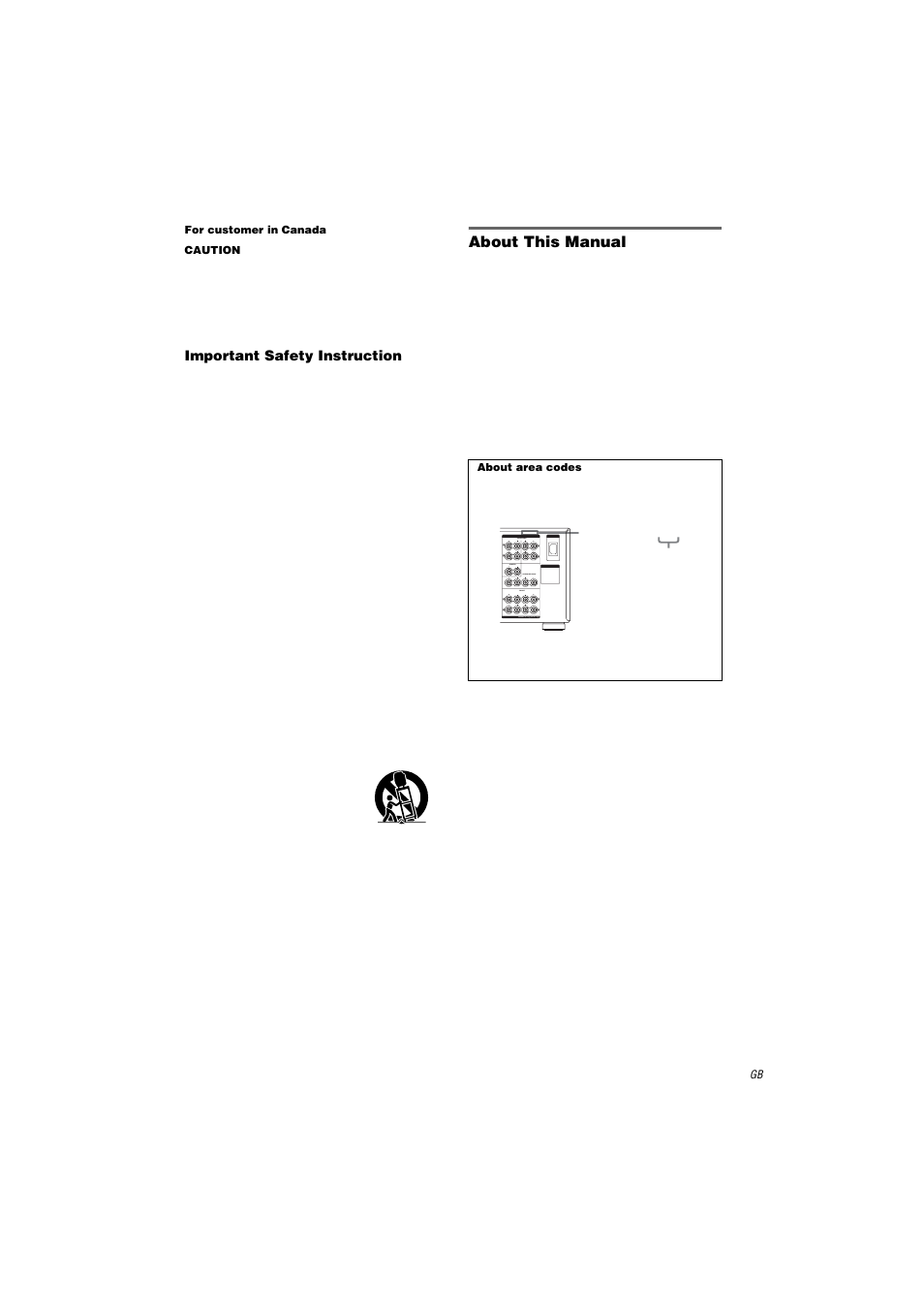 For customer in canada, Caution, Important safety instruction | About this manual, About area codes | Sony STR-DA9000ES User Manual | Page 3 / 68