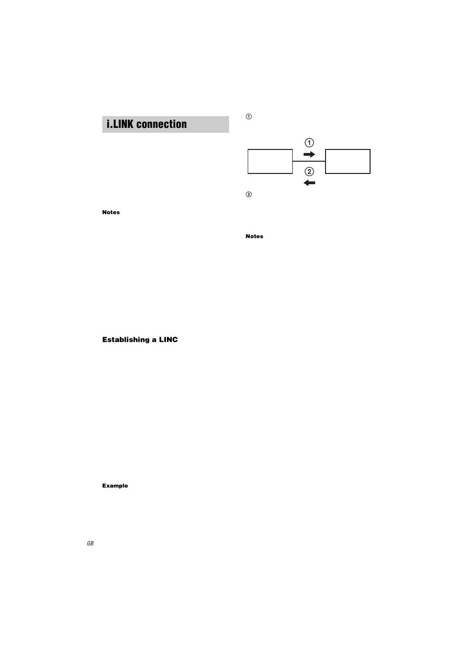 I.link connection, Notes, Establishing a linc | Example, Str- da9000es | Sony STR-DA9000ES User Manual | Page 56 / 68