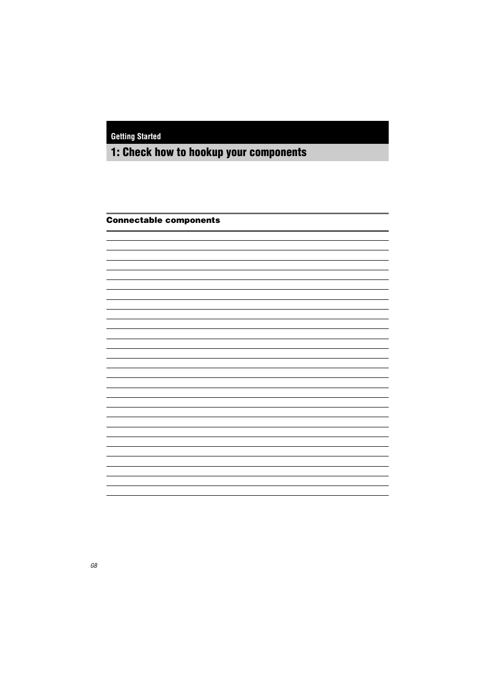 Check how to hookup your components, Connectable components, Getting started | Check how to hookup your, Components | Sony STR-DA9000ES User Manual | Page 6 / 68