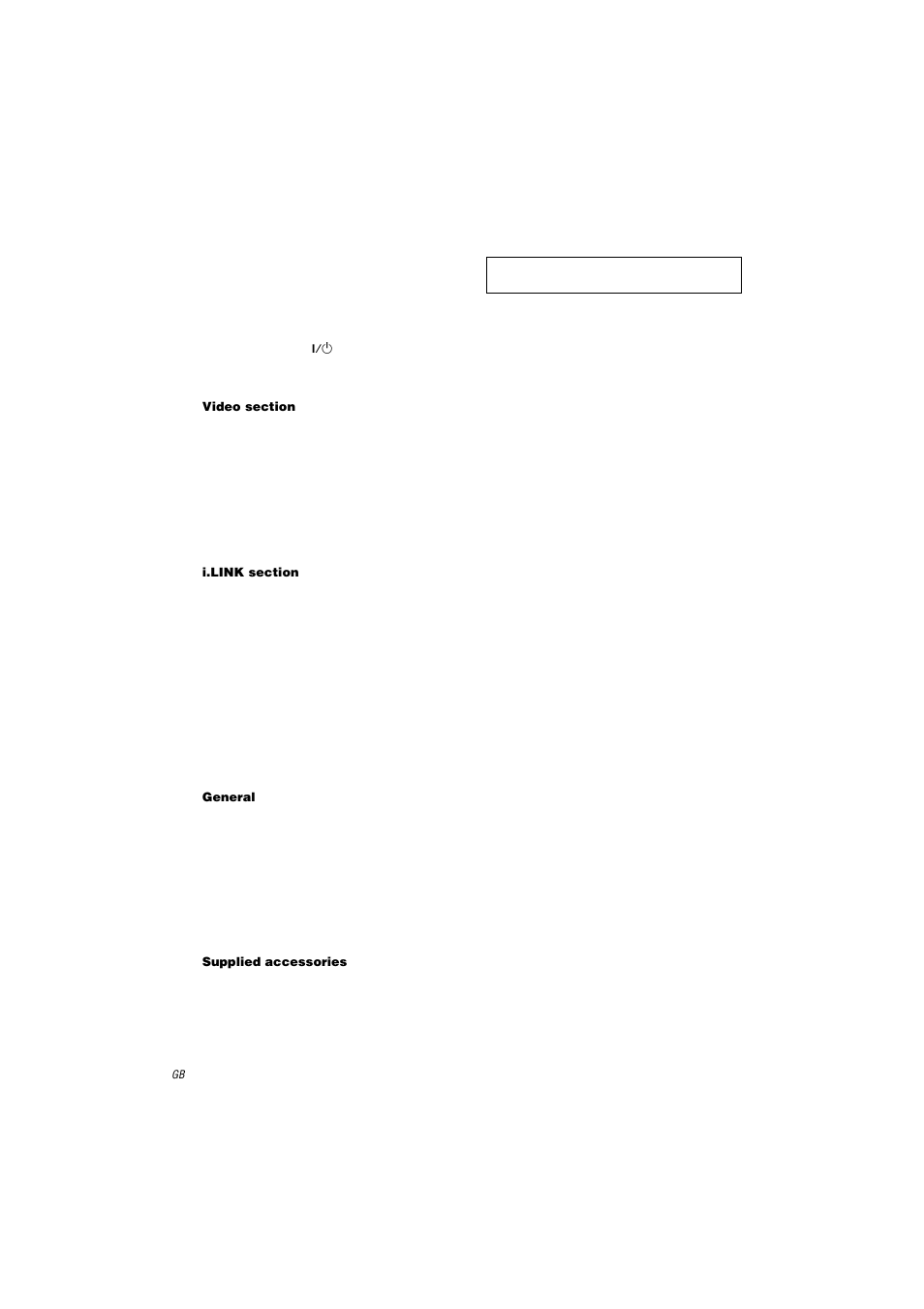 Video section, I.link section, General | Supplied accessories | Sony STR-DA9000ES User Manual | Page 62 / 68