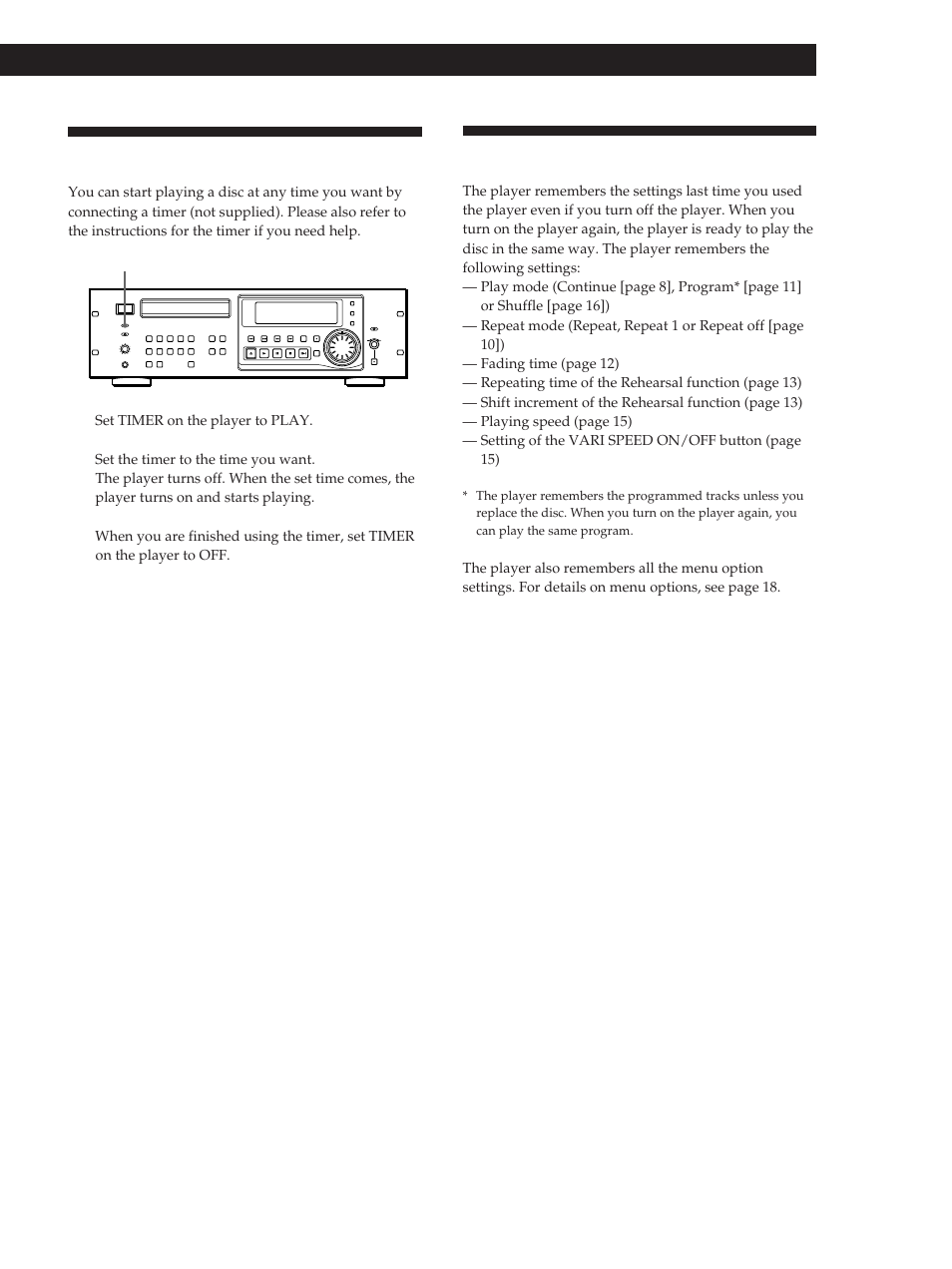 Playing using a timer | Sony CDP-D500 User Manual | Page 17 / 68