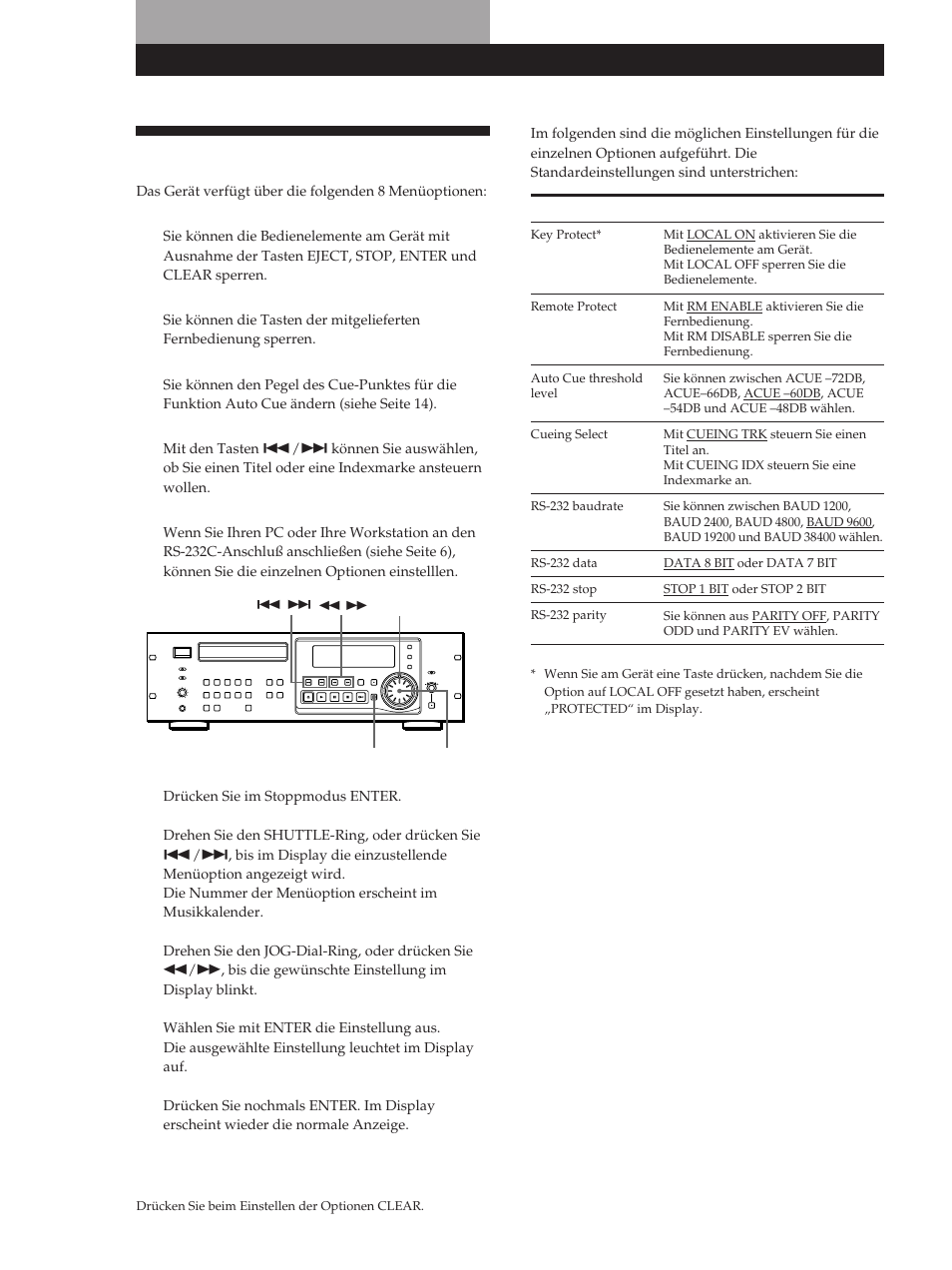 Einstellen der menüoptionen, Weitere funktionen | Sony CDP-D500 User Manual | Page 62 / 68