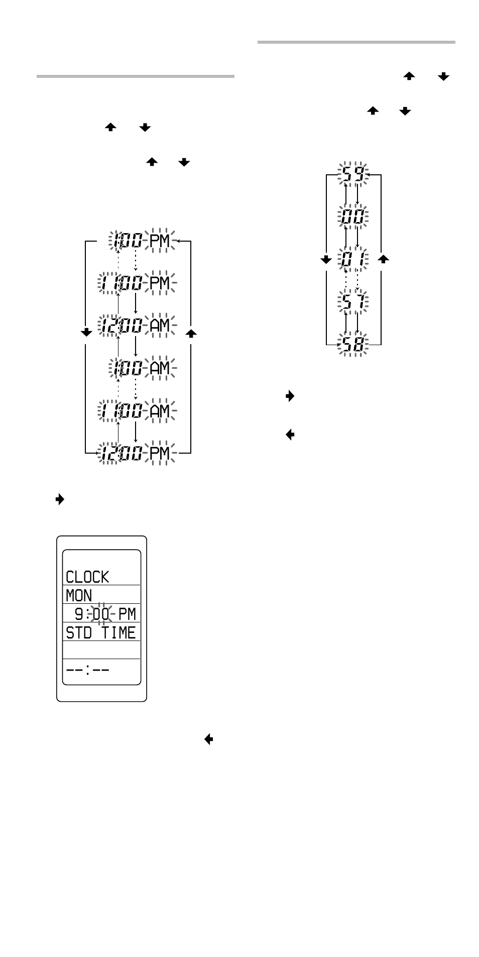 Pm am am am, Clock mon 9:00 pm std time | Sony RM-VL1000 User Manual | Page 10 / 84