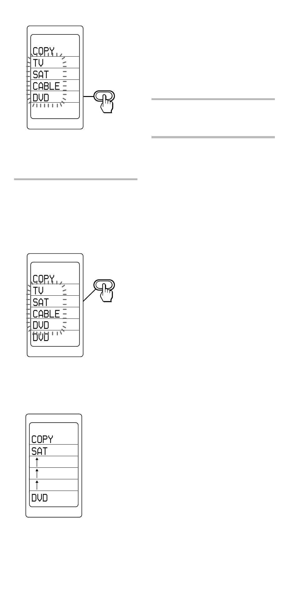 Copy tv sat cable dvd, Copy sat, Copy tv sat cable dvd dvd | Sony RM-VL1000 User Manual | Page 47 / 84