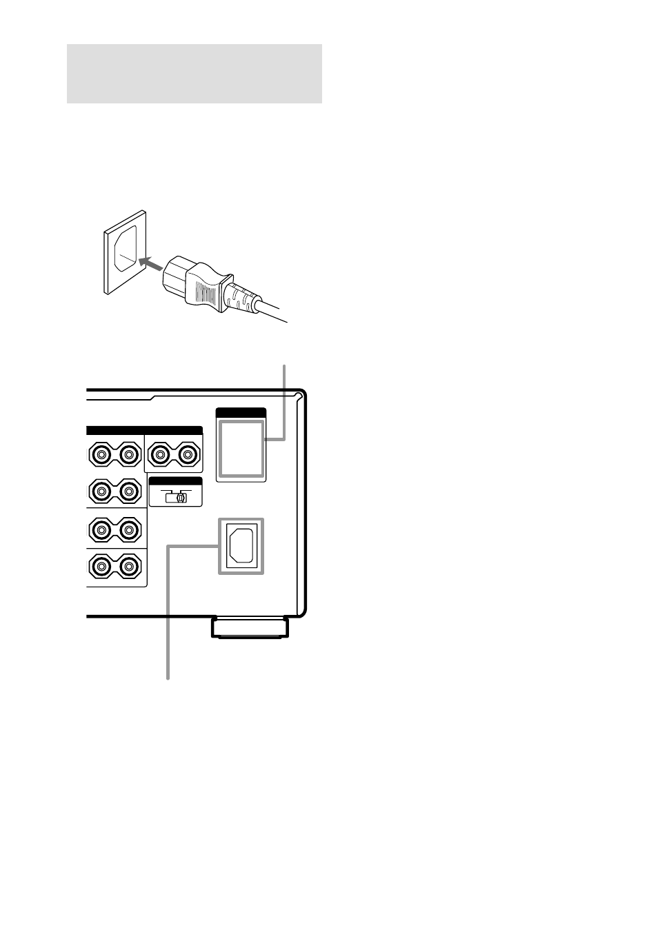 Connecting the ac power cord, Ac in terminal ac power cord (supplied), Ac outlet | Sony STR-DA4ES User Manual | Page 20 / 80