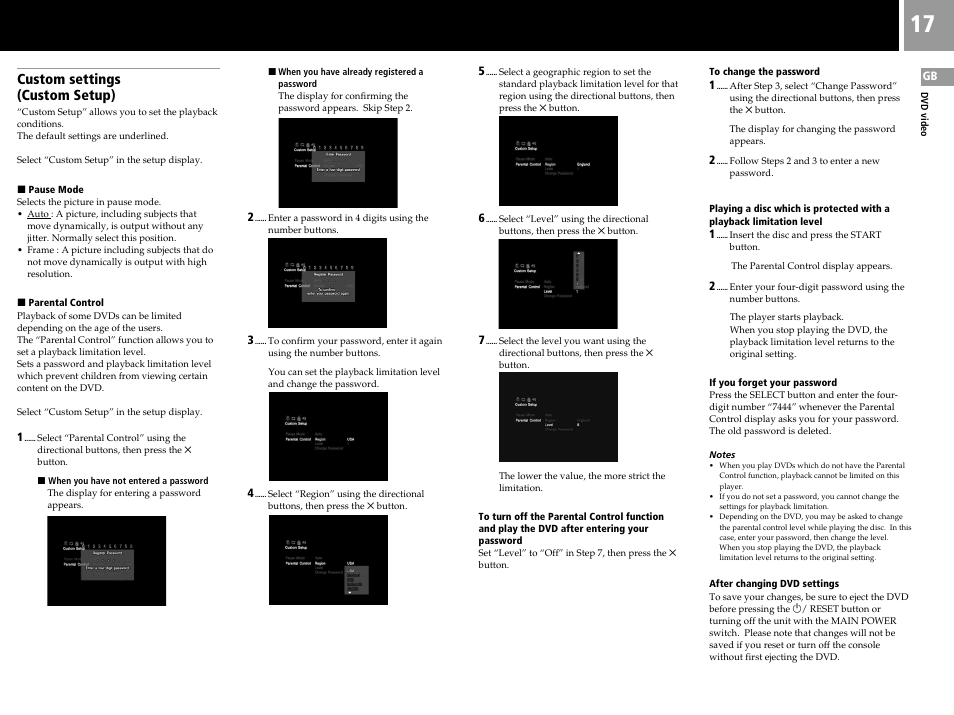 Custom settings (custom setup) | Sony PS2 User Manual | Page 17 / 84