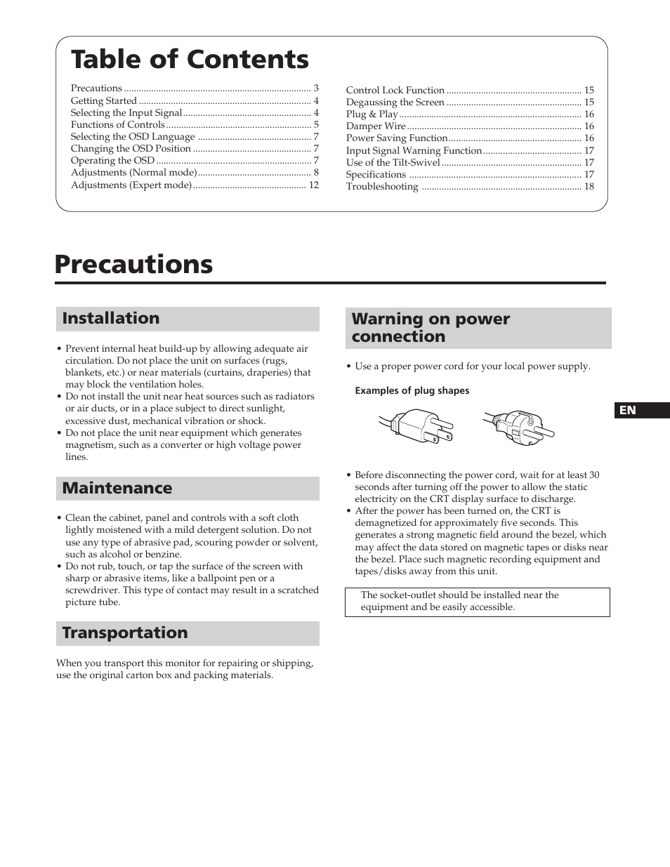Sony GDM-90W01T User Manual | Page 3 / 91