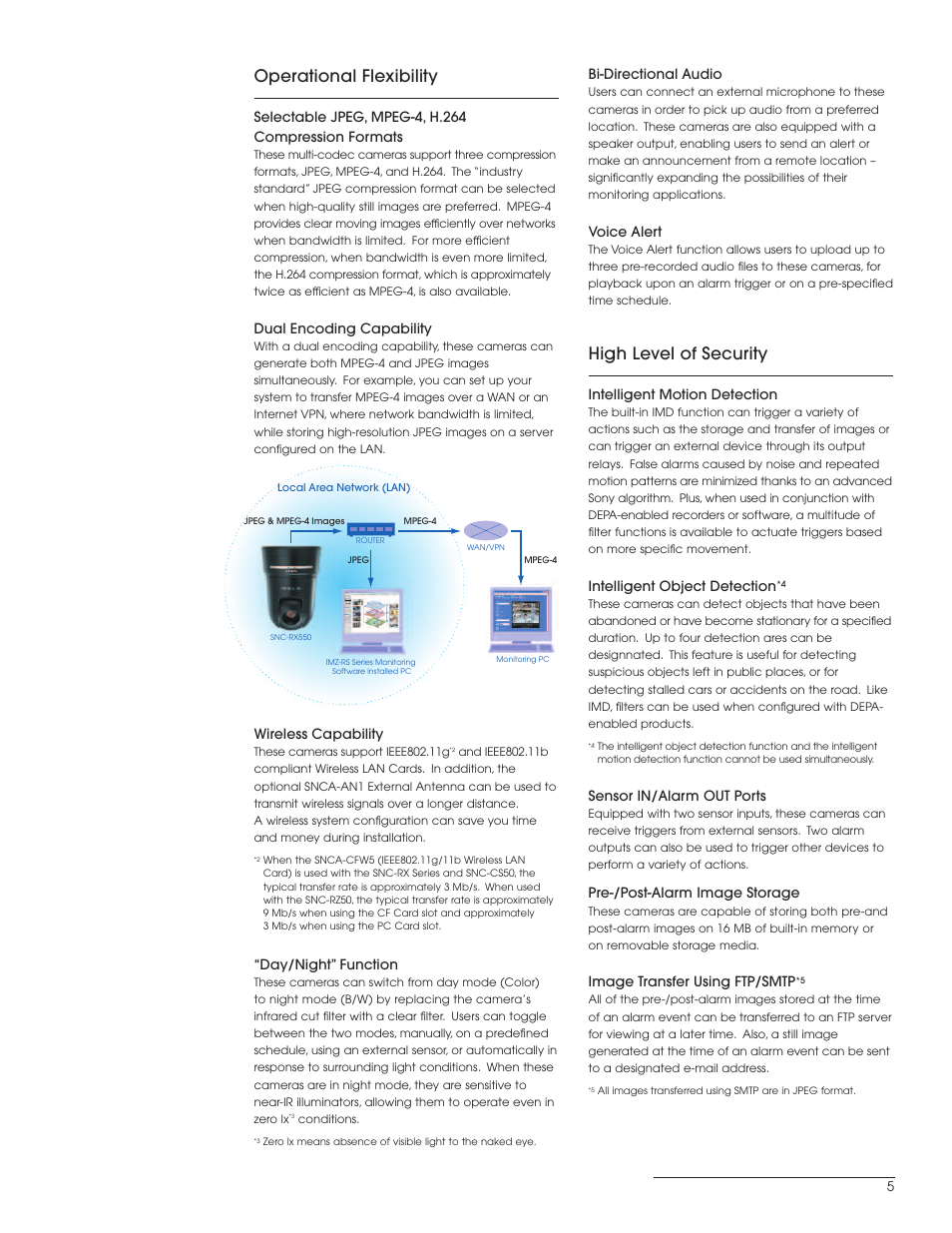 High level of security, Operational flexibility | Sony SNC-RX SNC-RZ50 User Manual | Page 5 / 8