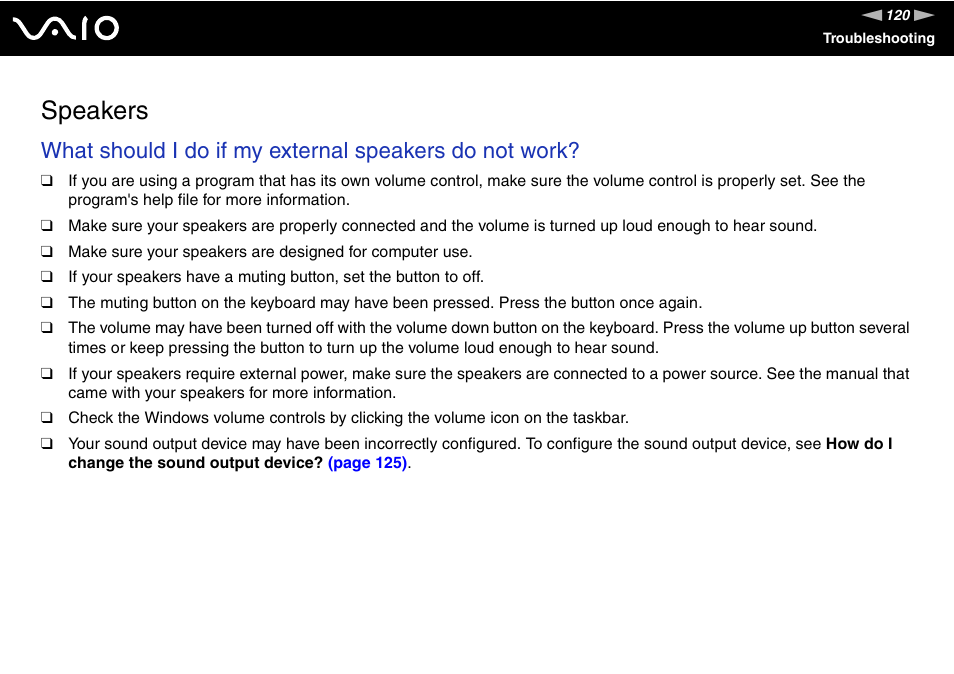 Speakers | Sony VAIO VGC-JS100 User Manual | Page 120 / 146