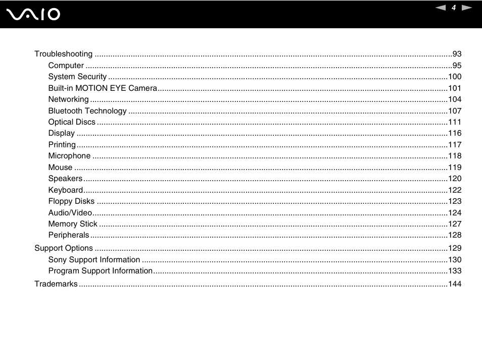 Sony VAIO VGC-JS100 User Manual | Page 4 / 146