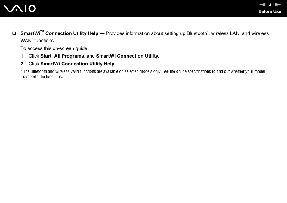 Sony VAIO VGC-JS100 User Manual | Page 8 / 146