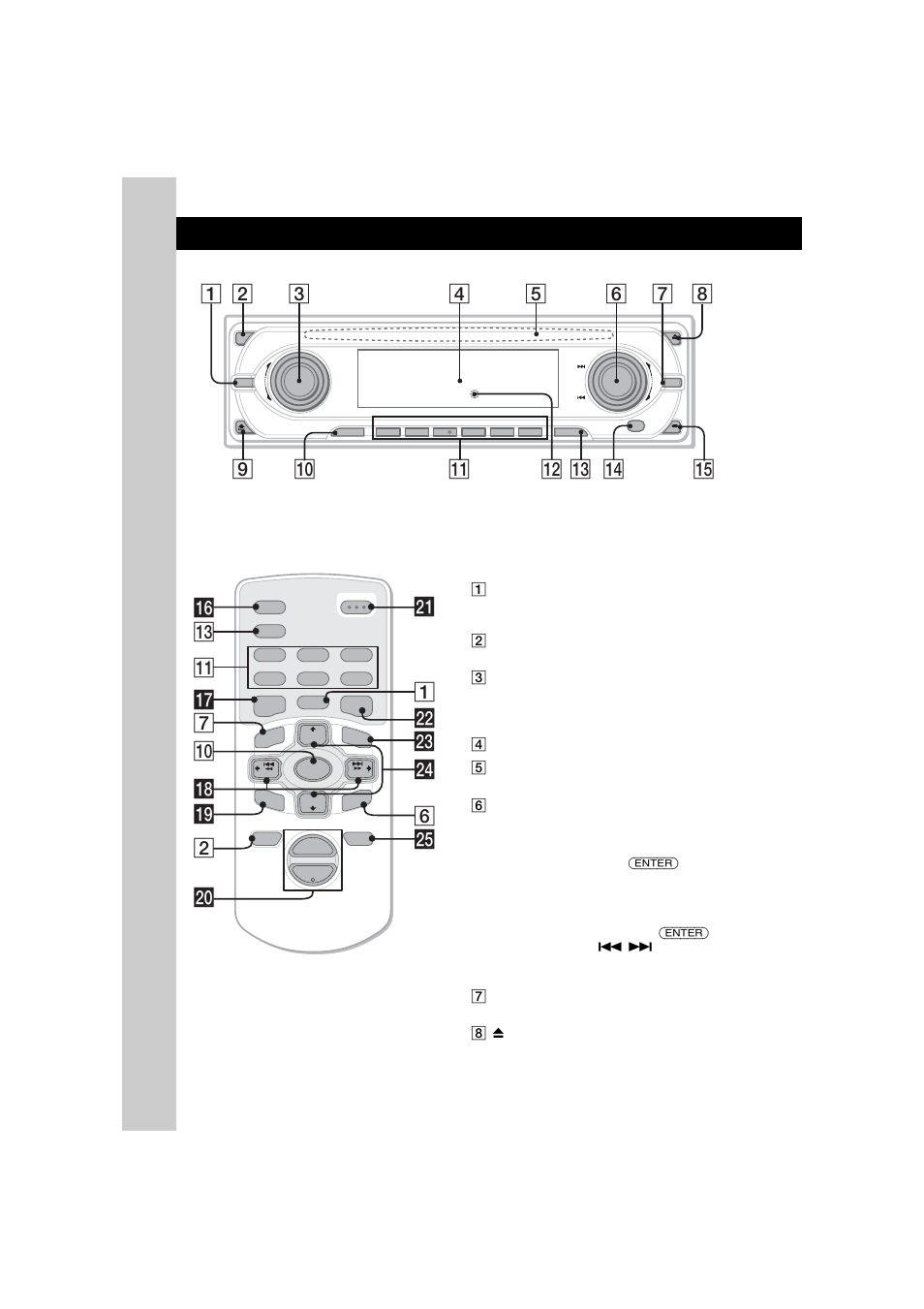 Location of controls and basic operations, Main unit, Card remote commander rm-x143a | Main unit card remote commander rm-x143a, Qh qd qj 7 q; qk w; qa ql 2 1 ws 6 wa wd wf wg | Sony CDX-M7810 User Manual | Page 6 / 60
